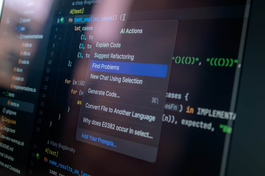 AI agents - Computer screen displaying code with a context menu.
