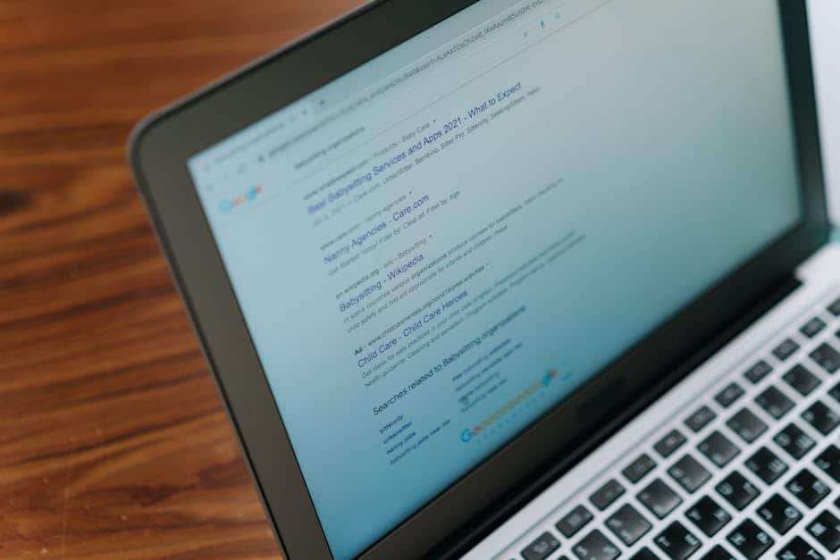 database optimization - A close-up view of a laptop displaying a search engine page.