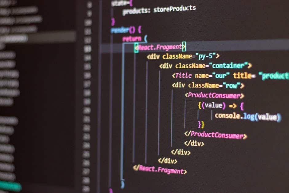 progressive web apps - Close-up of HTML and JavaScript code on a computer screen in Visual Studio Code.